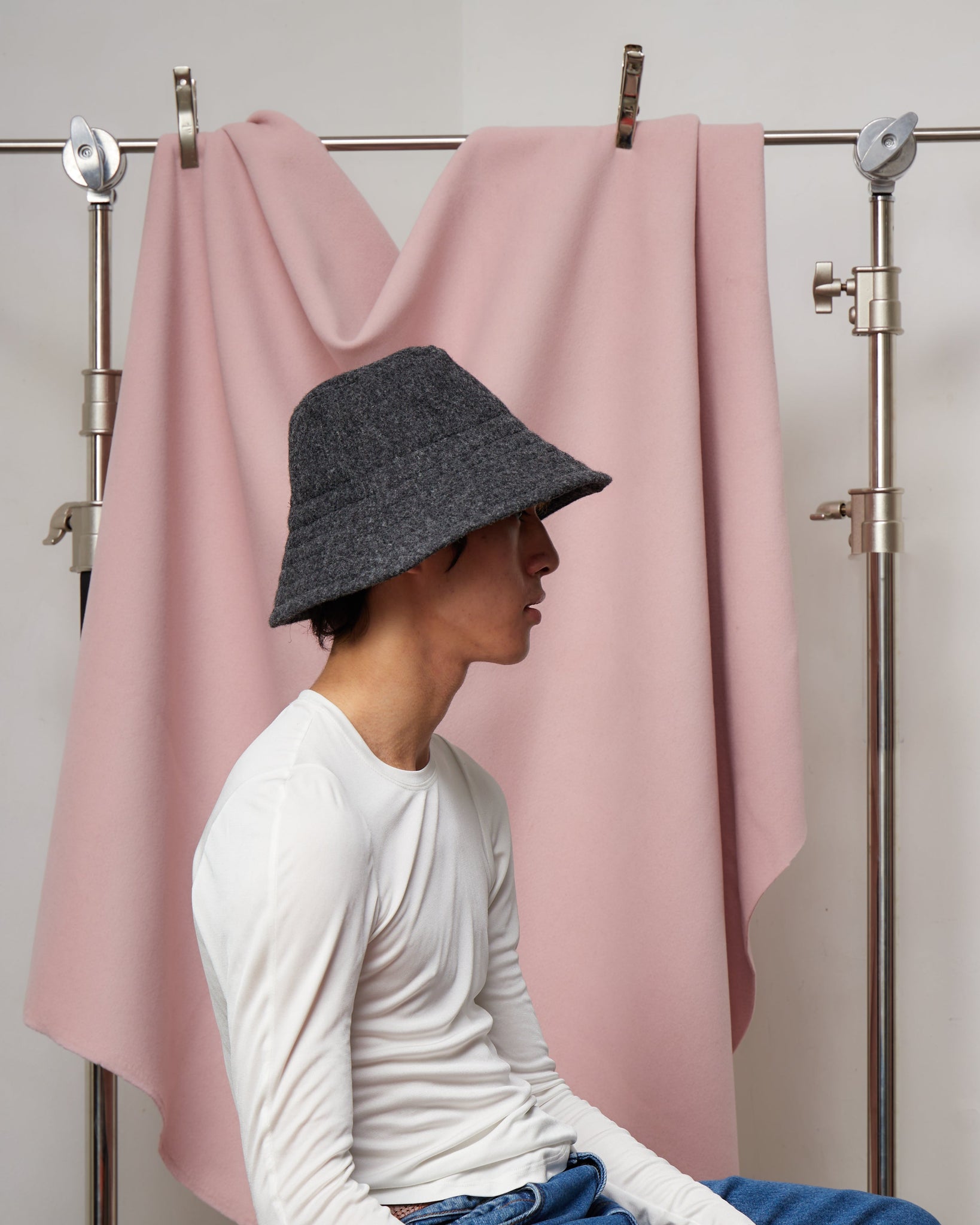 Charcoal Wool Bucket-Cloch Hat