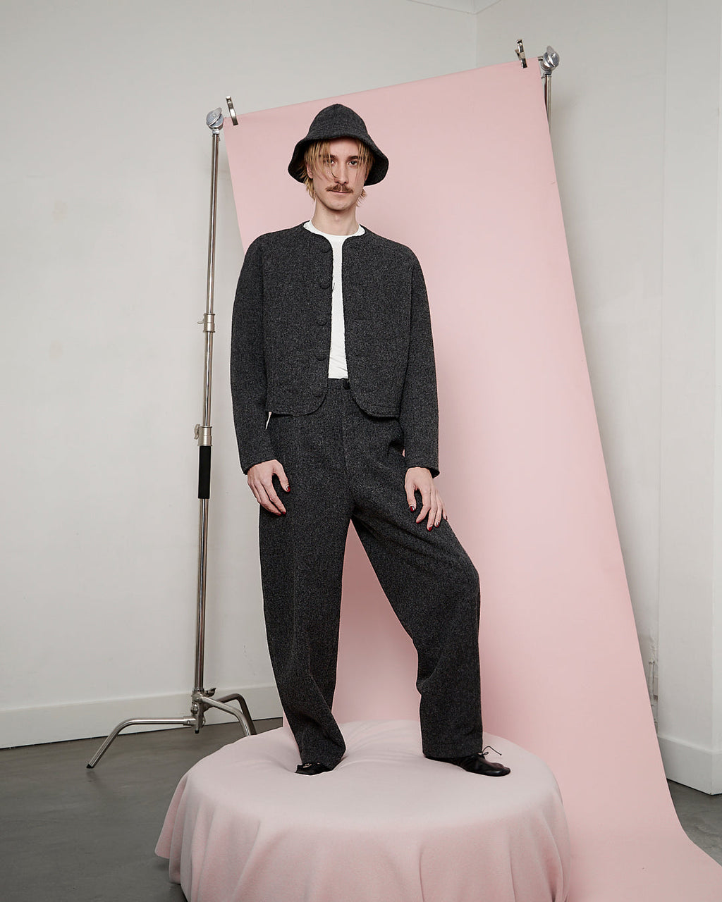 Charcoal Boiled Wool Blob Jacket