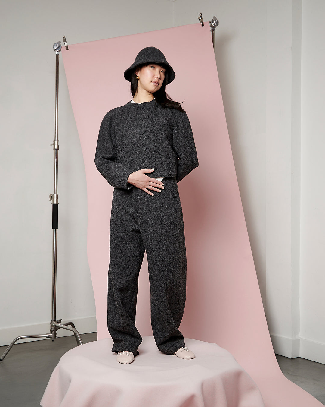 Charcoal Boiled Wool Blob Jacket