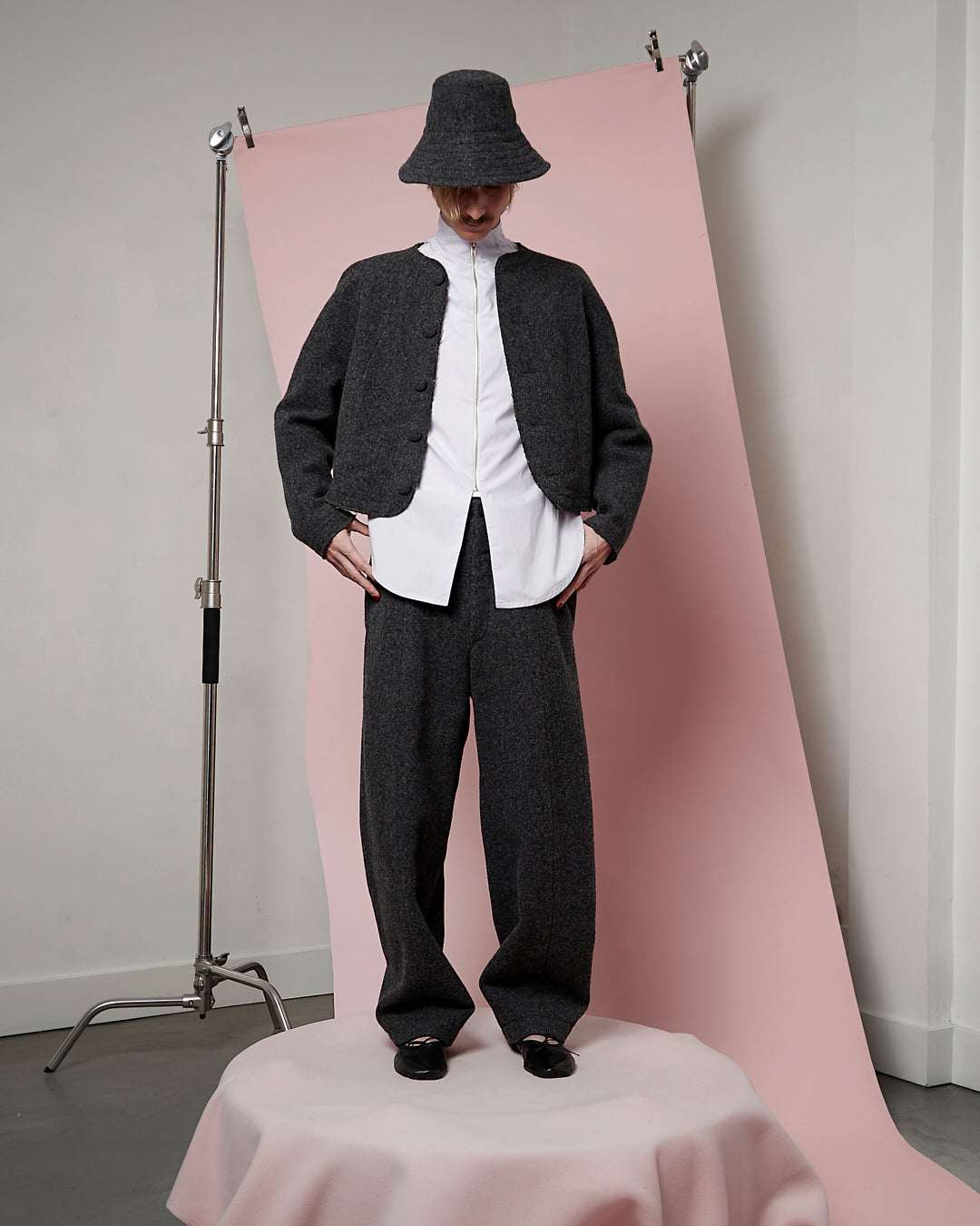 Charcoal Boiled Wool Blob Jacket