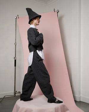 Charcoal Boiled Wool Blob Jacket