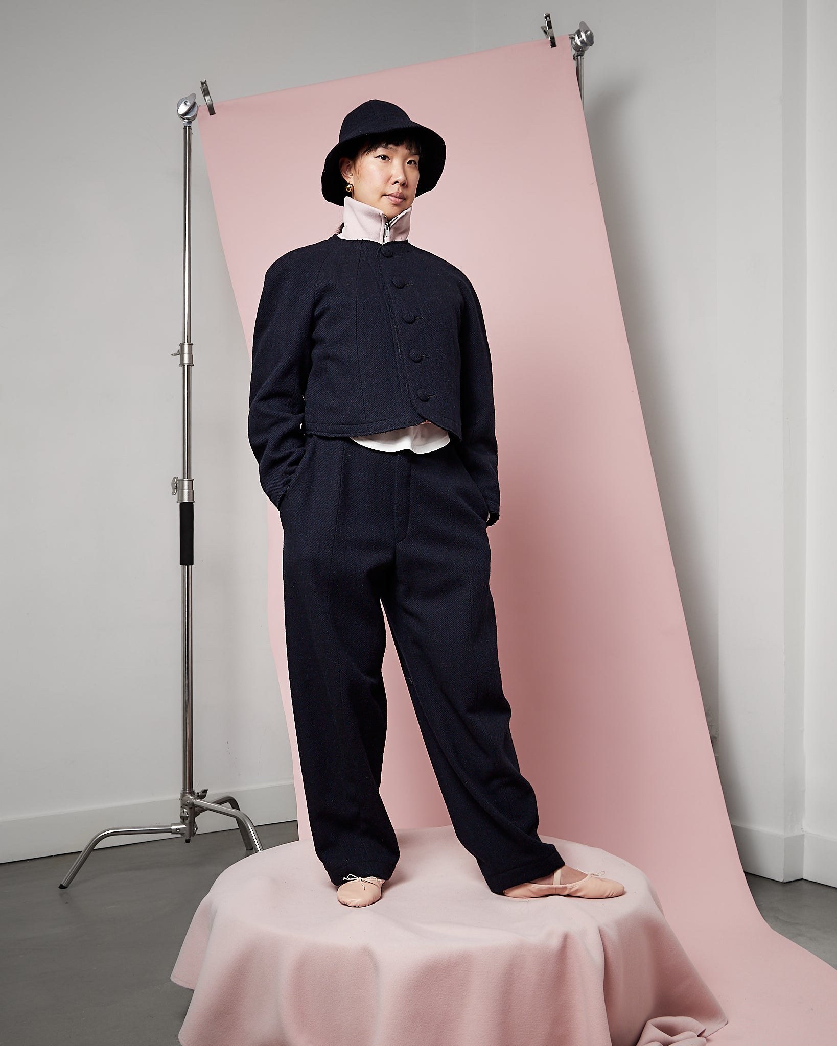 Navy Twill Wool Blob Jacket